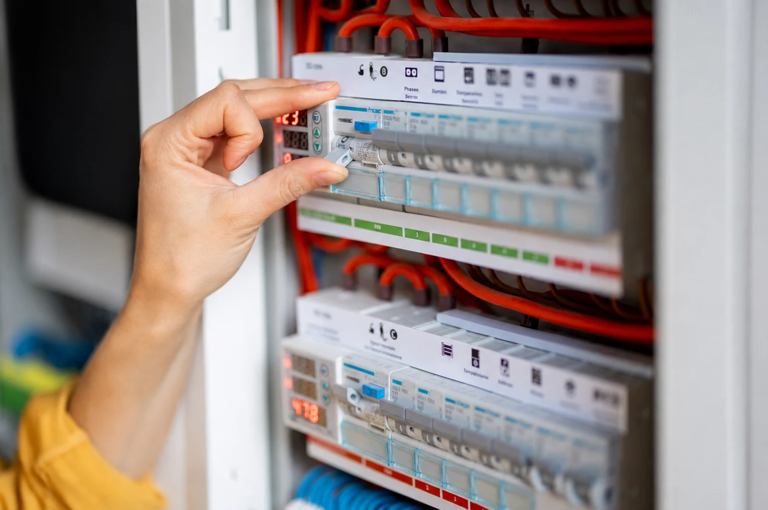 Detalle de un tablero eléctrico doméstico